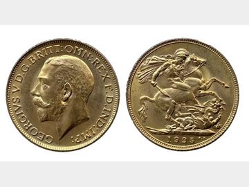 1925 GEORGE V LONDON MINT 'HIGH RIM' GOLD SOVEREIGN