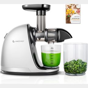 AMZCHEF JUICE EXTRACTOR FOR WHOLE FRUITS 80MM - JUICER JUICER BPA FREE - 200W COLD JUICE EXTRACTOR WITH IMPROVED AUGER, DOUBLE LAY