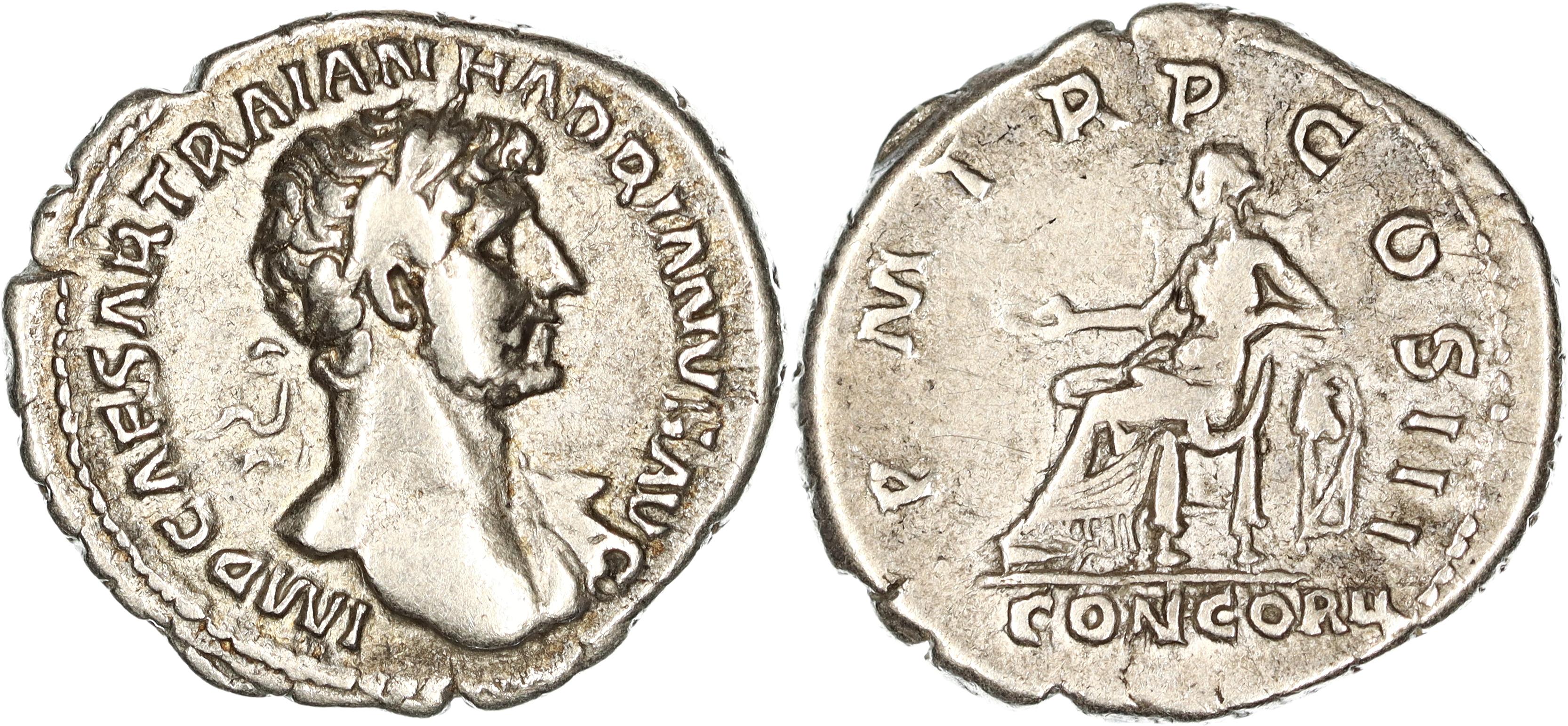 Roman Empire, Hadrian, Silver Denarius, 119-122 AD, aVF