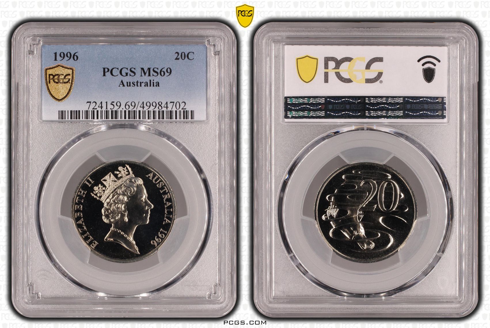 POP 8/0, Twenty Cent, 1996, PCGS MS69