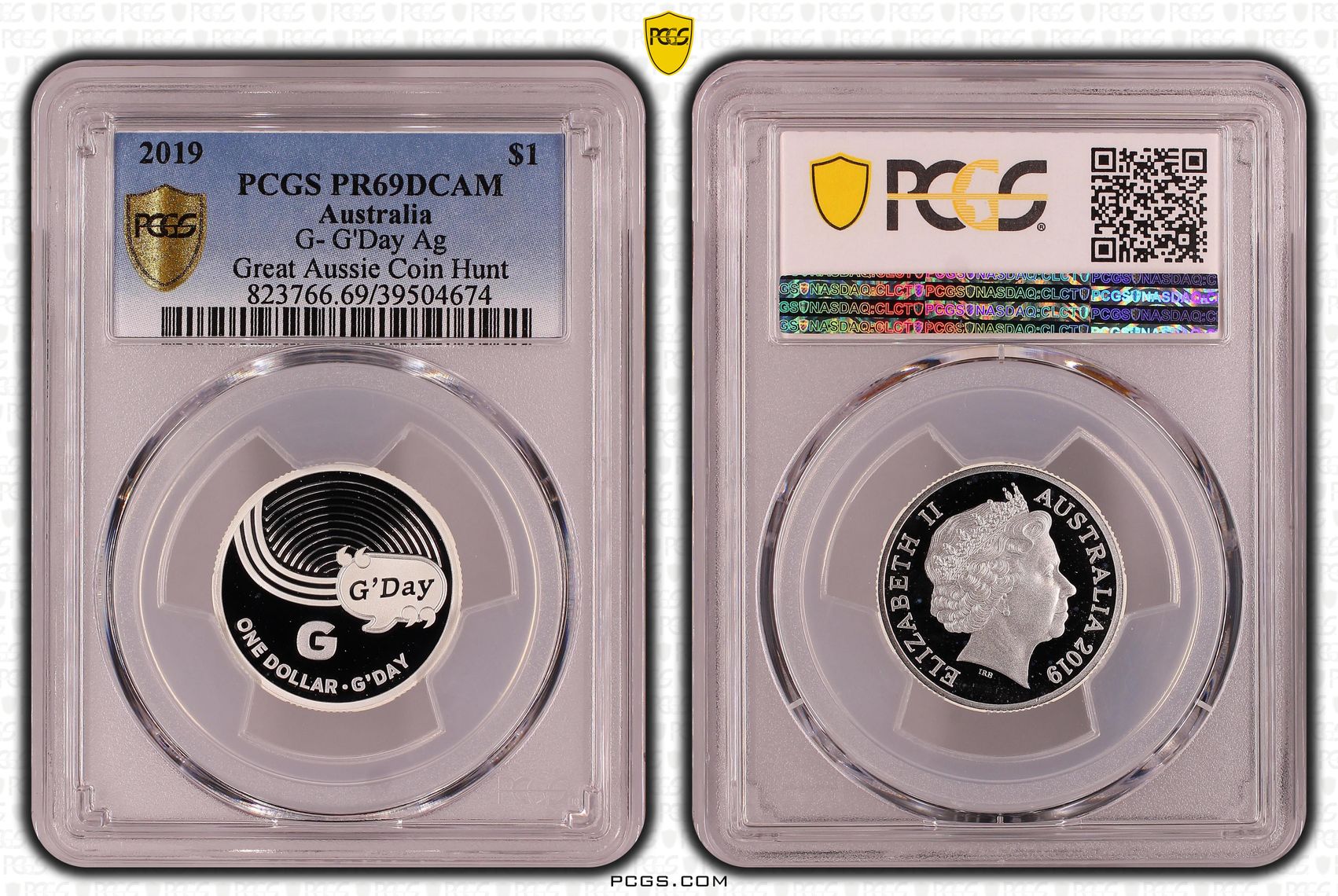 G- G'Day Ag Great Aussie Coin Hunt, POP 3/0, One Dollar, 2019, PCGS PR69DCAM