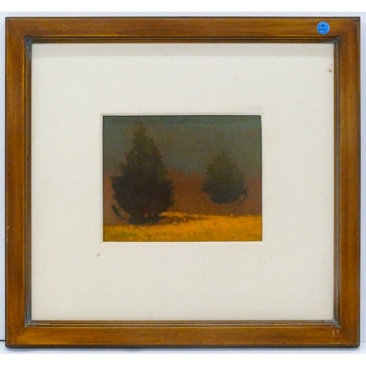 Marc Bohne ''Landscape with Trees'' Oil on Board Framed 20''x22''