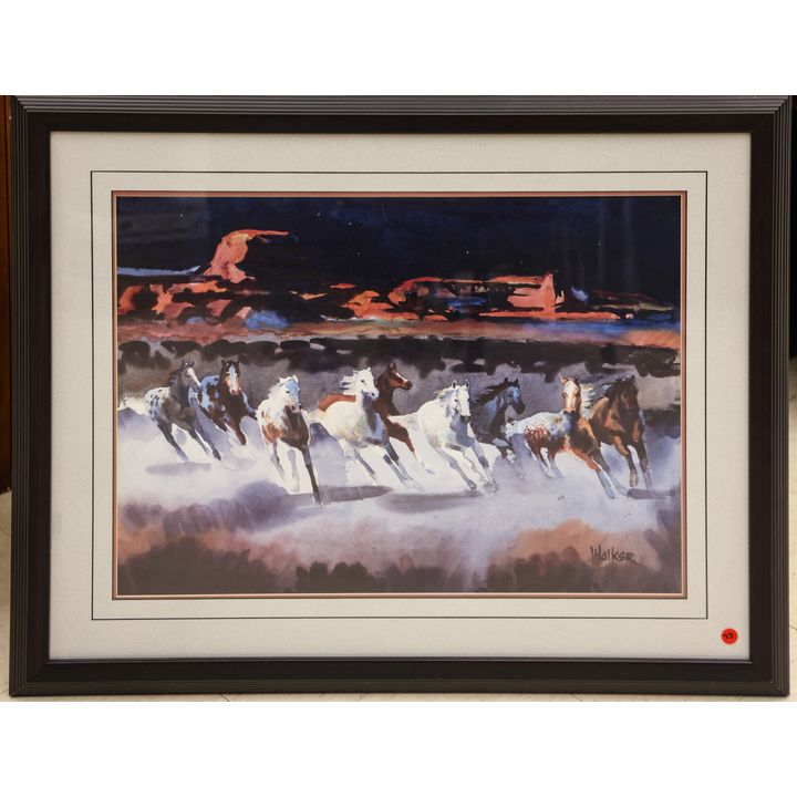 Modern Western Running Horses Art Print Framed 29''x36''