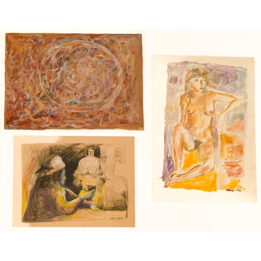 5pc Joe Reno Assorted Abstract & Figurative Works on Paper