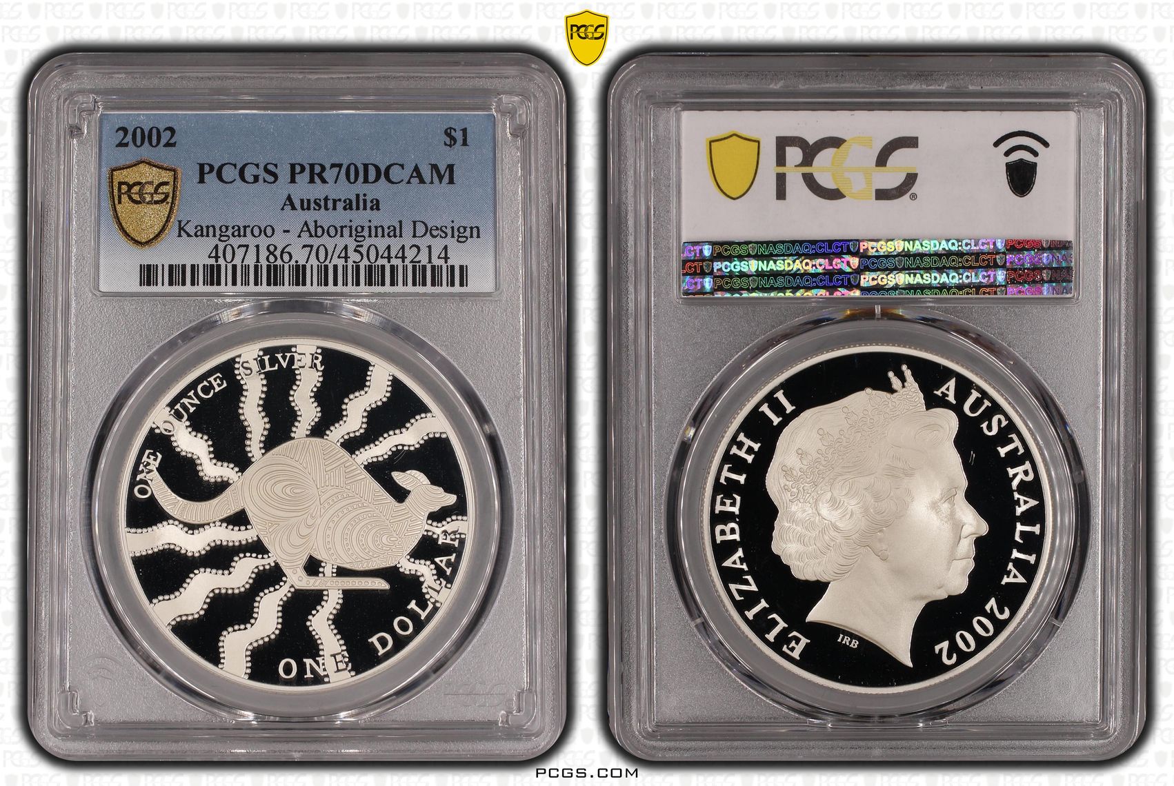 2002 Australia One Dollar, $1 Kangaroo PCGS - PR70DCAM POP 11/0 -214