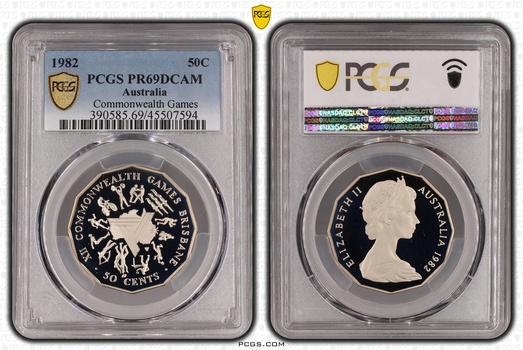 Elizabeth II, Commonwealth Games, Fifty Cent, 1982, PCGS PR 69DCAM