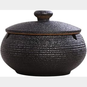 ONE SIZE DECORATIVE JARS WITH LID FOR HOME AND OFFICE DECORATION,OUTDOOR WINDPROOF CERAMIC DECORATION & CERAMIC HOLDER (BLACK)