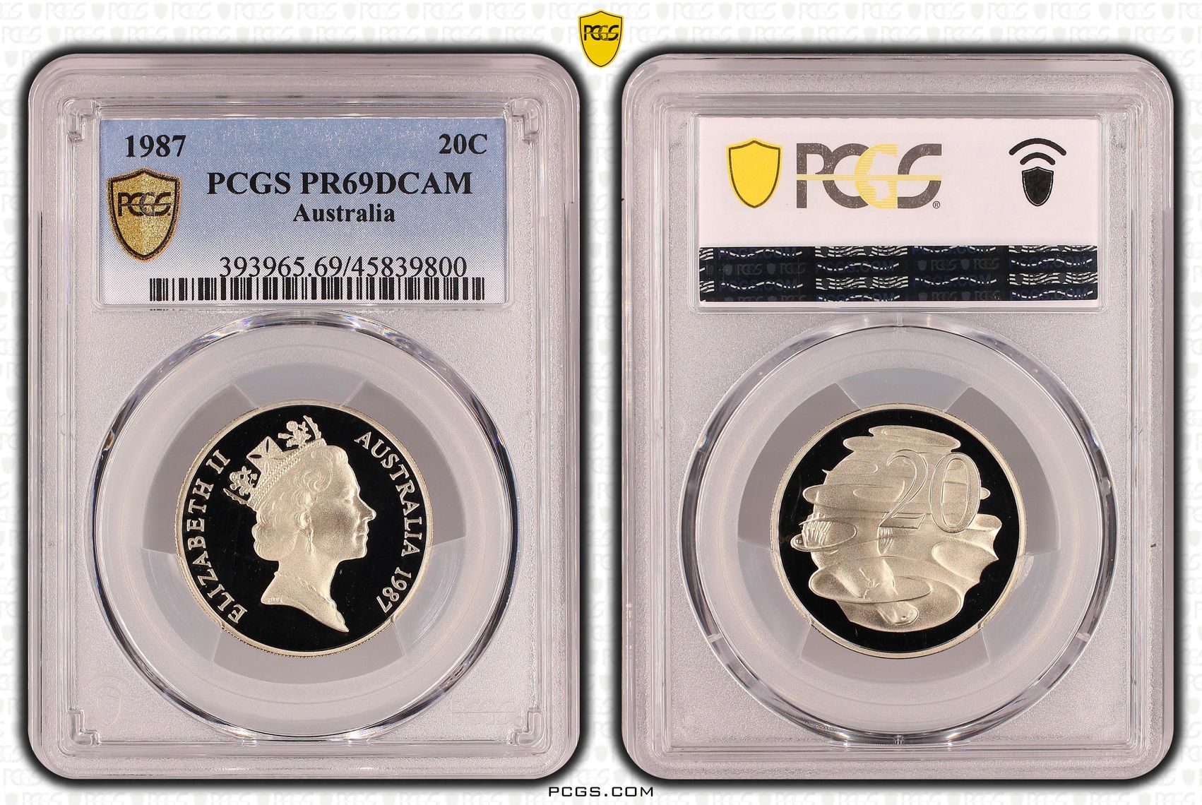 Twenty Cent, 1987, PCGS PR69DCAM