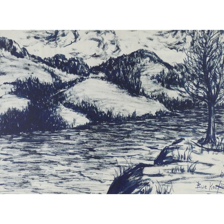Bue Kee ''Willamette Valley Landscape'' 1932 Ink