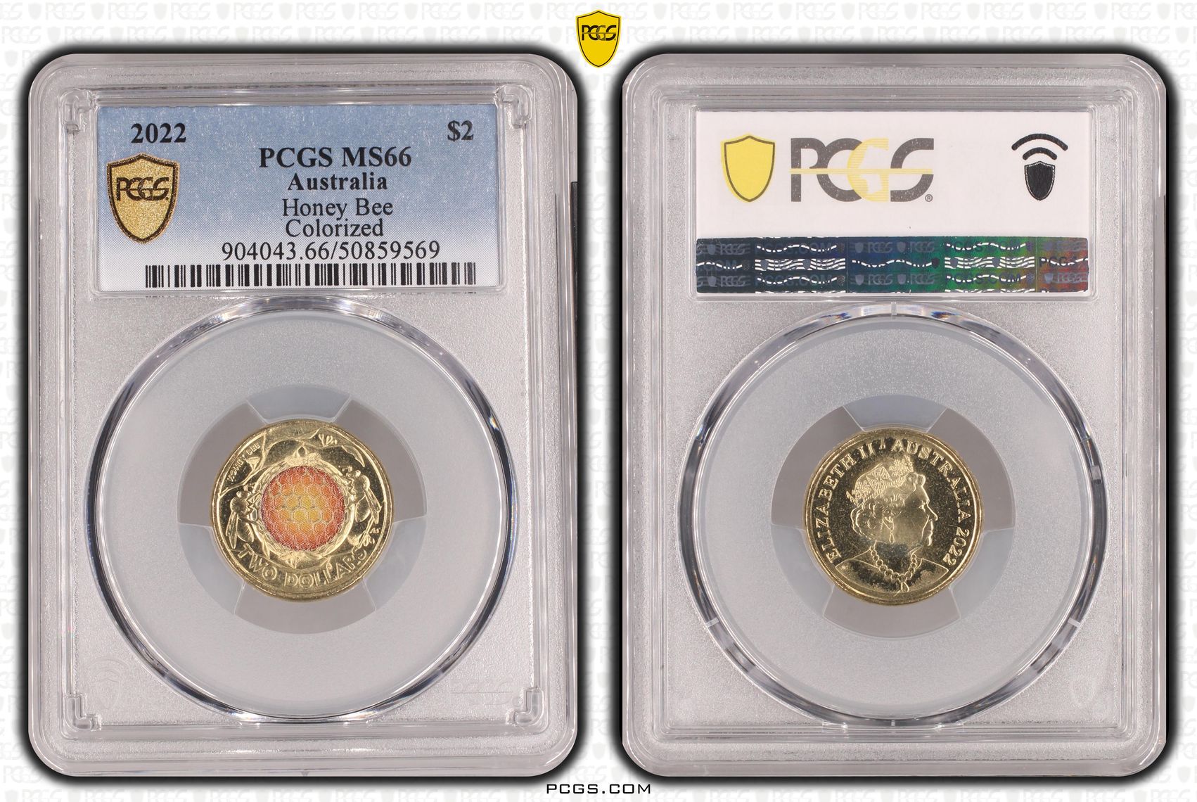 Honey Bee Colorized, Two Dollar, 2022, PCGS MS66