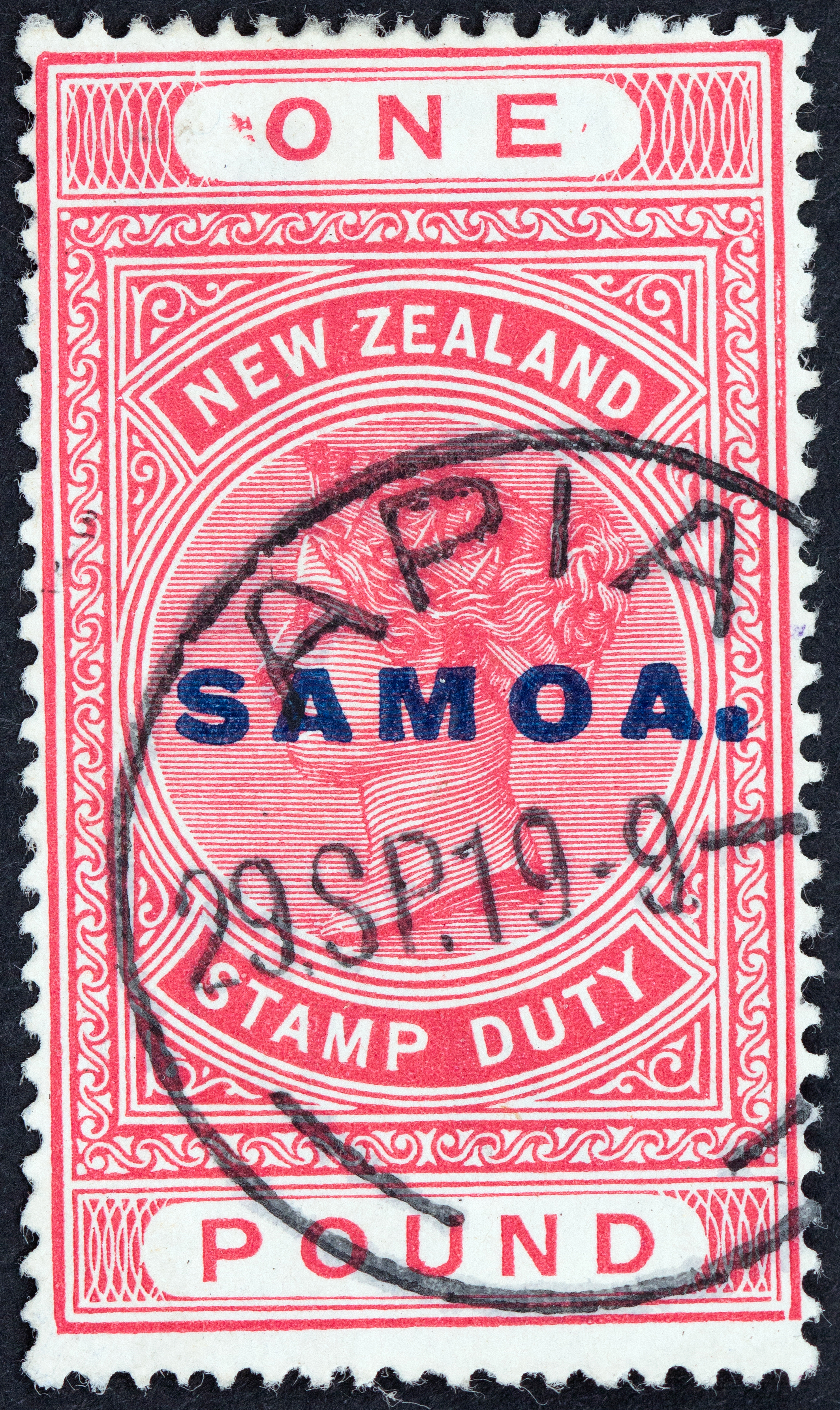 Samoa, Samoa Overprint, One Pound, 1918, VFU
