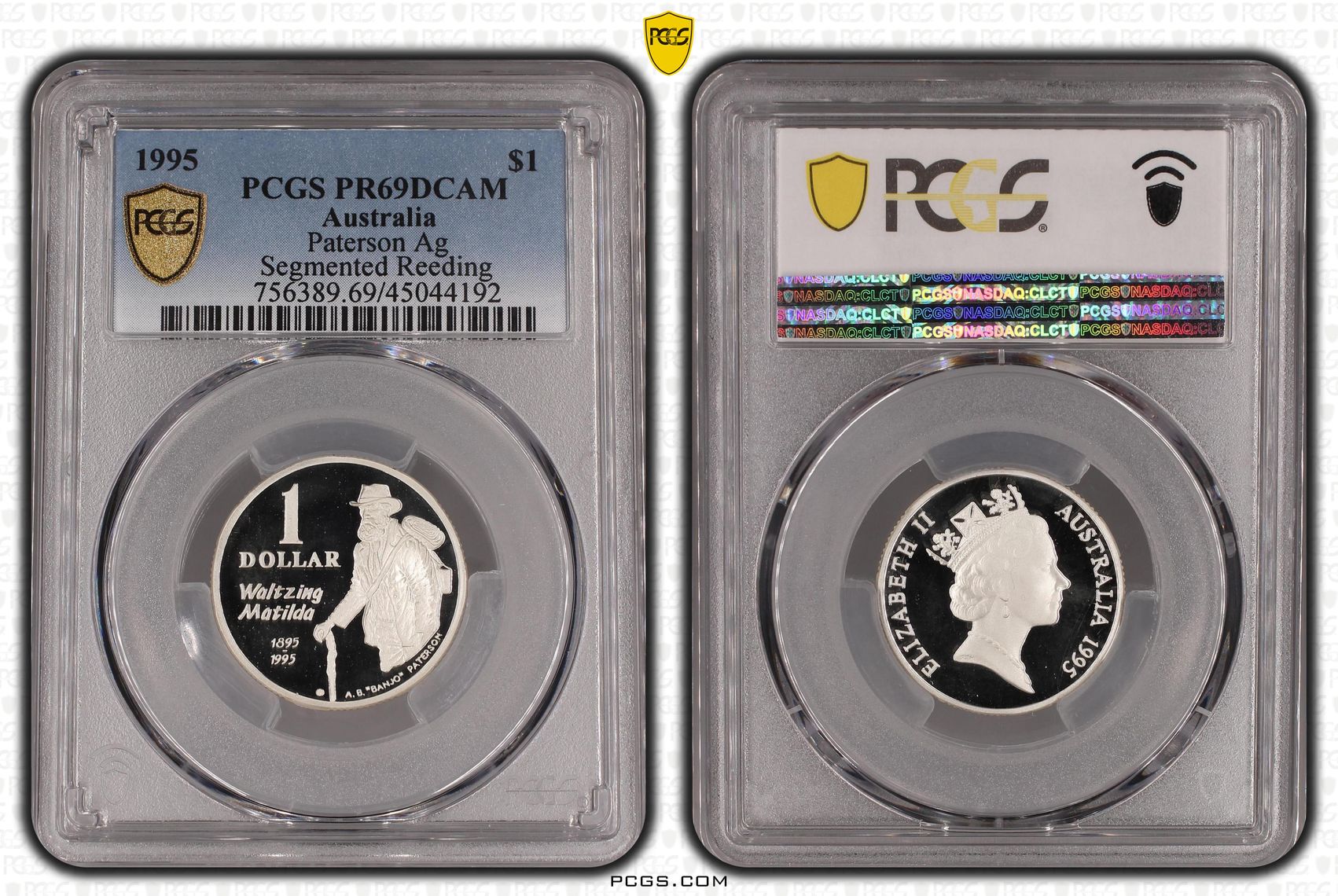 Paterson Ag - Segmented Reeding , One Dollar, 1995, PCGS PR69DCAM