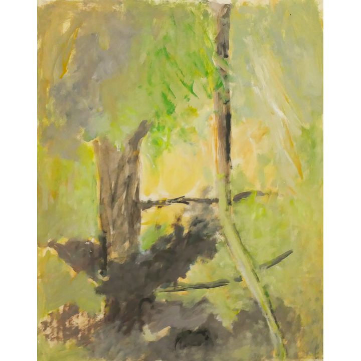 Arthur or Albert Runquist ''Pastel Green Trees'' Oil on Paper 22''x18''