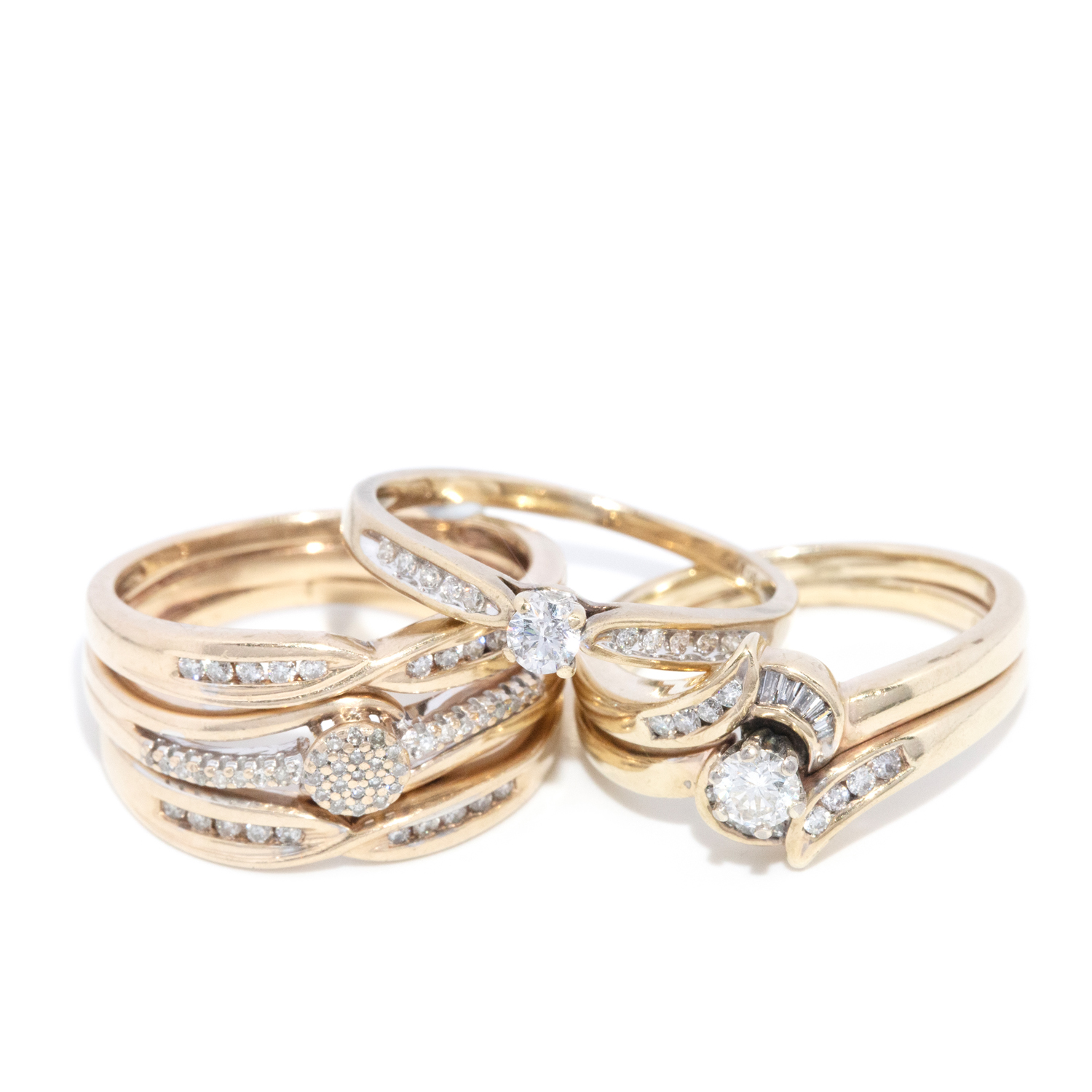 3 Diamond Rings in 9ct Yellow Gold