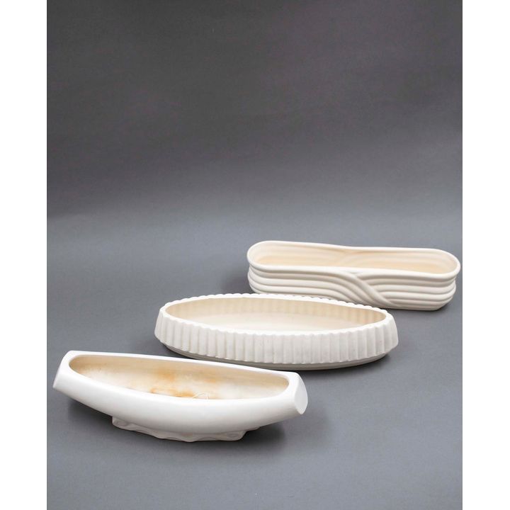 Crown Lynn Potteries - A collection of three large white trough vases