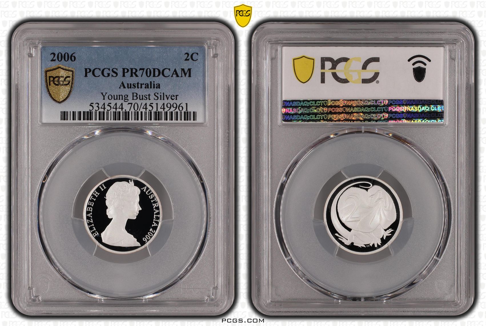 2006 Australia Two Cent, 2c Silver Young Bust PCGS - PR70DCAM POP 11/0 -961