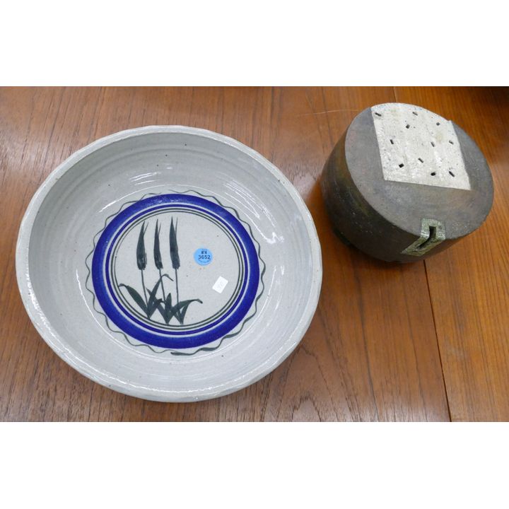 2pc NW Studio Pottery Bowl and Ikebana 6.5'' to 10.5''