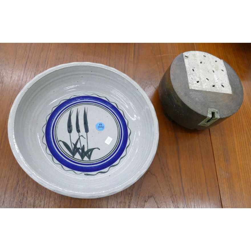 2pc NW Studio Pottery Bowl and Ikebana 6.5'' to 10.5''