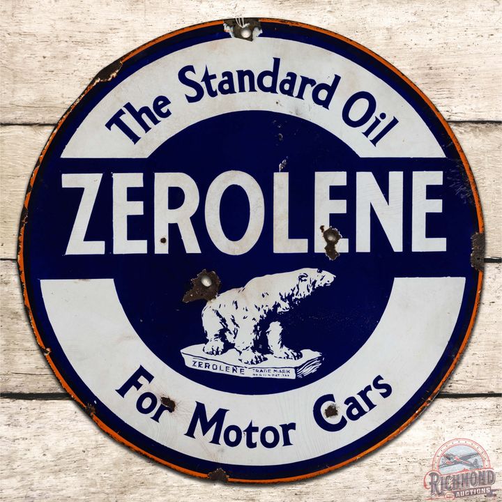 Zerolene The Standard Oil for Motor Cars DS Porcelain Sign