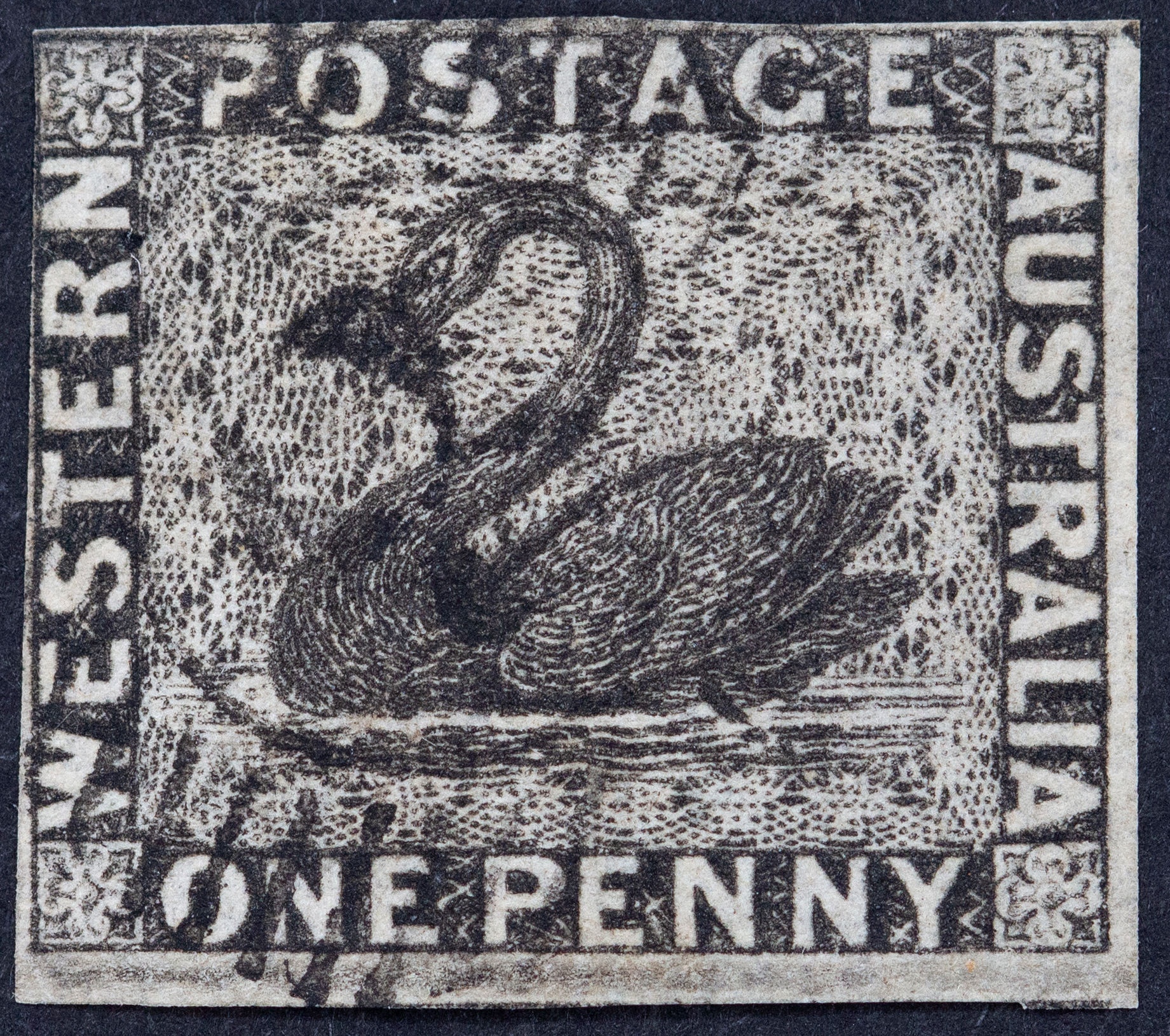 Western Australia, Penny, Black, 1854, GU