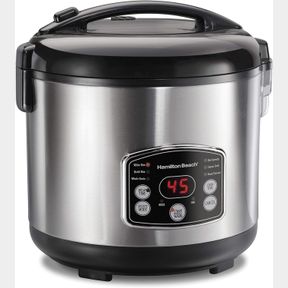 HAMILTON BEACH (37548) RICE COOKER, 7 CUPS UNCOOKED RESULTING IN 14 CUPS COOKED WITH STEAM & RINSE BASKET