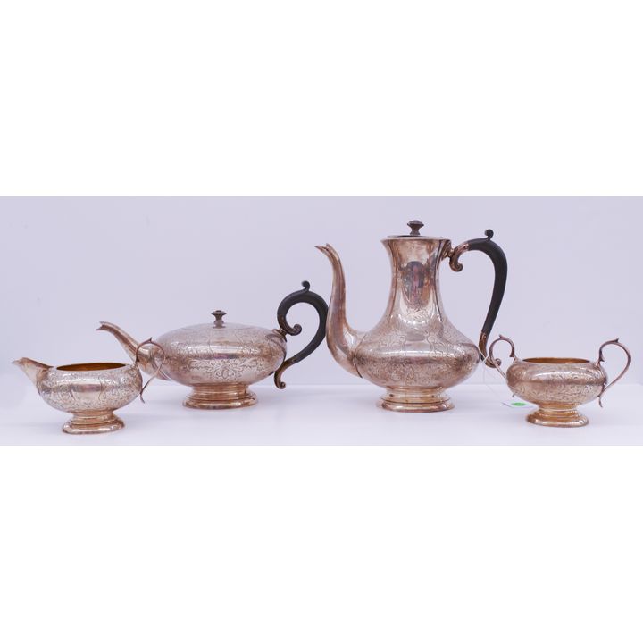 4pc Dingwall English Sterling Engraved Coffee & Tea Service- 1659g TW