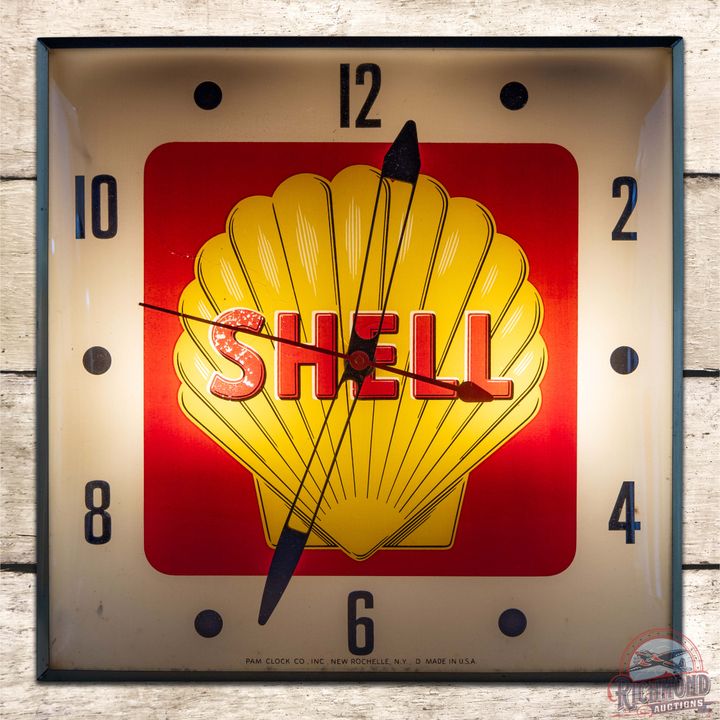 Shell Gasoline 15" PAM Advertising Clock w/ Logo