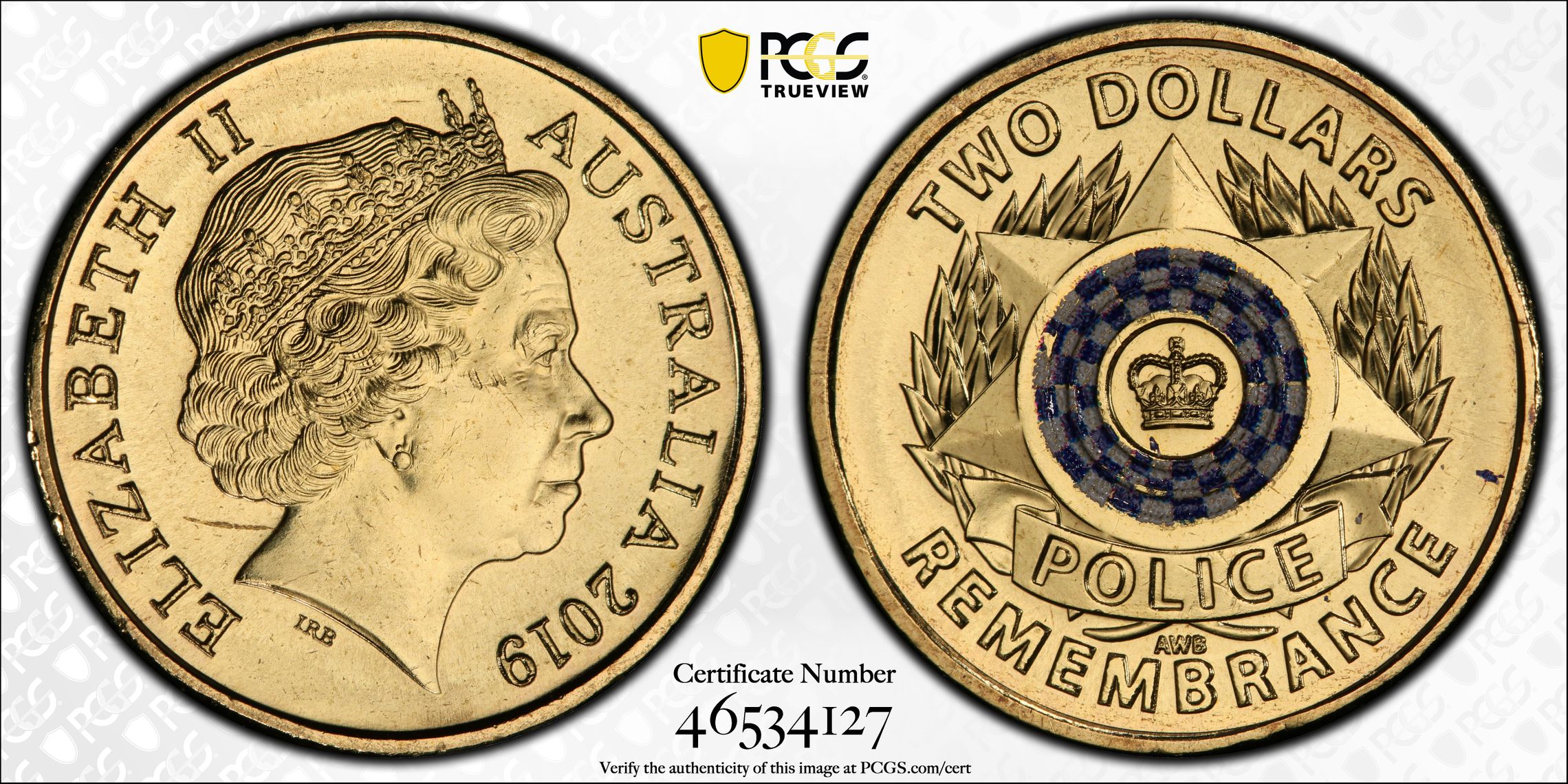 Police Remembrance Colorized, Two Dollar, 2019, PCGS MS66