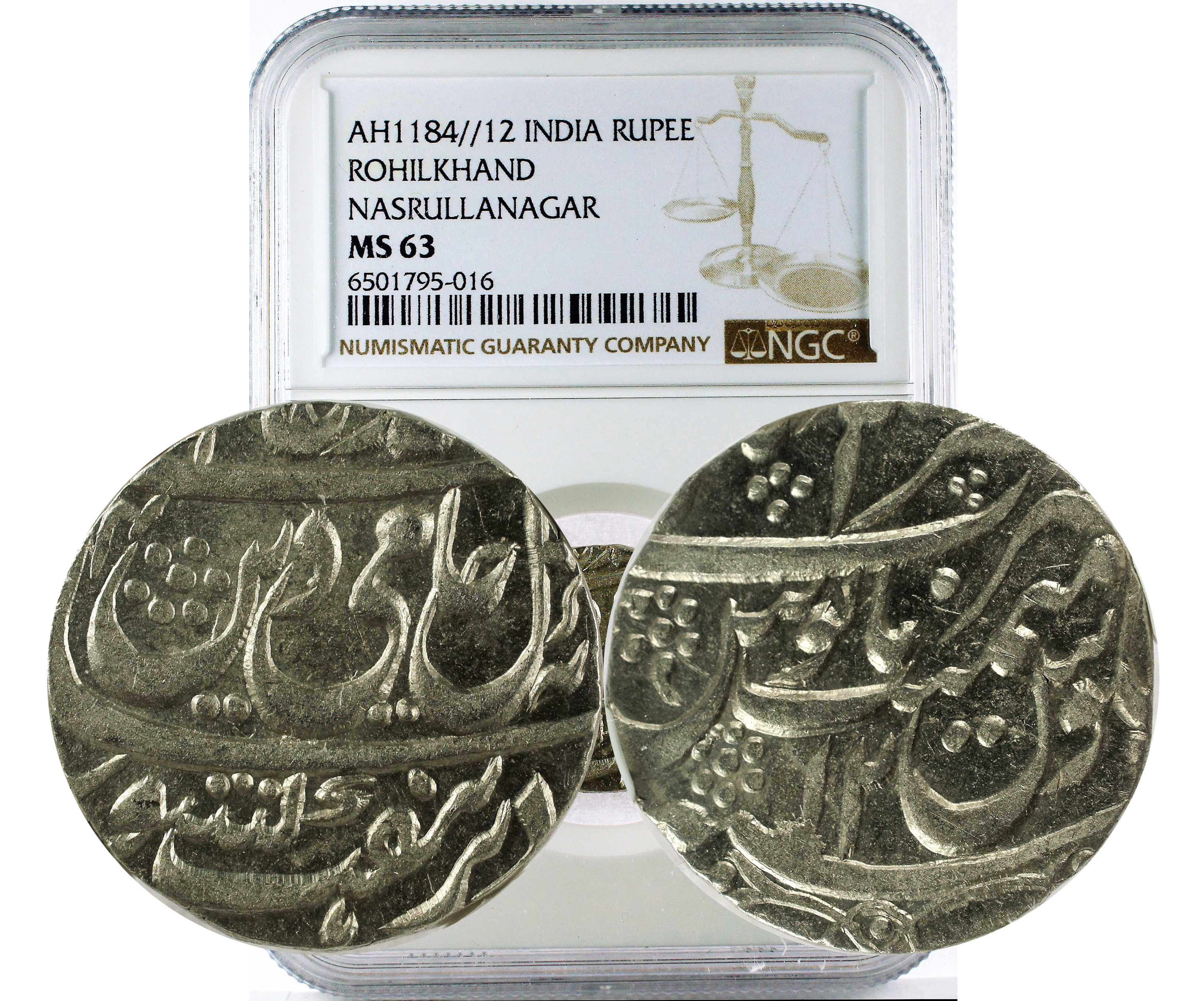 AH1184//12 INDIA ROHILKHAND NASRULLANAGAR RUPEE MS 63