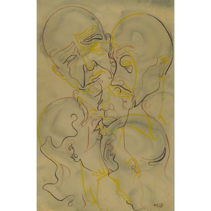 Neil Meitzler ''Line Portraits'' 1951 Gouache and Wash