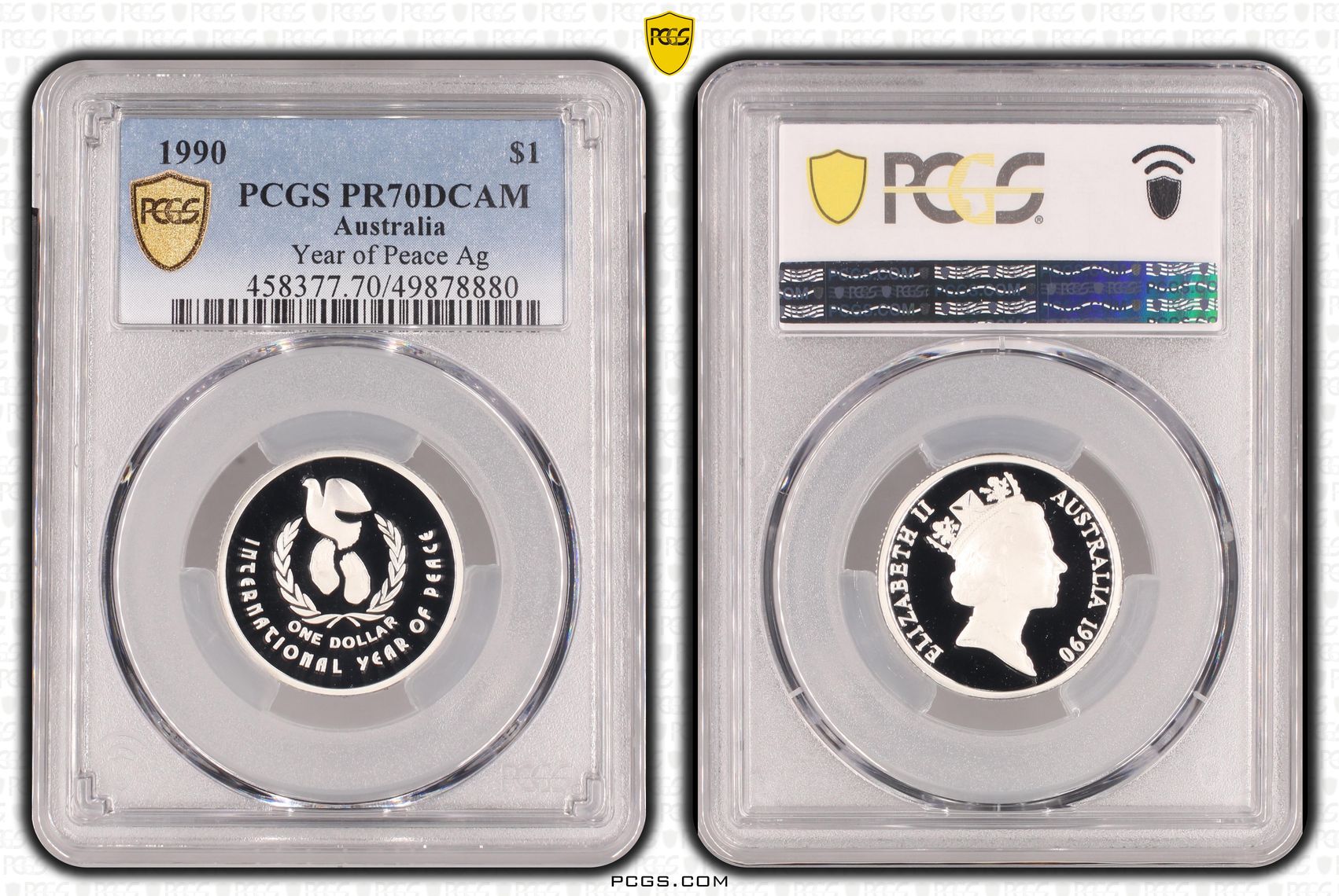 Year of Peace Ag, One Dollar, 1990, PCGS PR70DCAM