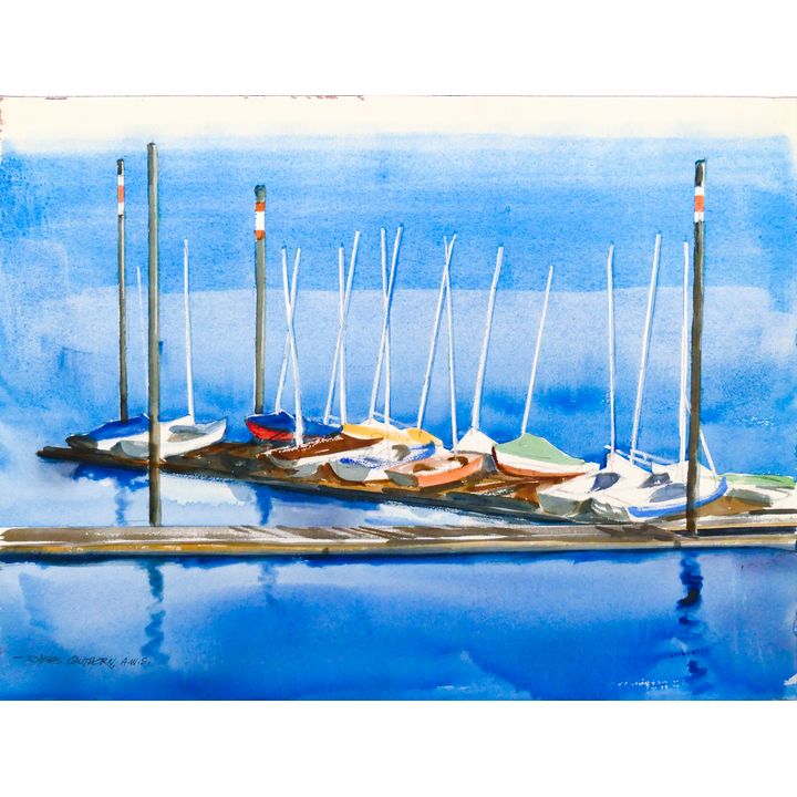 Jess Cauthorn A.W.S. ''Sailboats'' Watercolor on Wove Paper 18''x24''