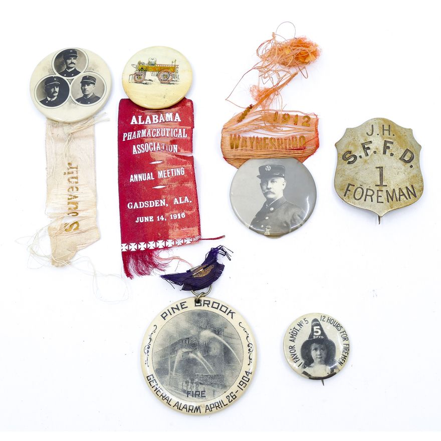 Box Antique San Francisco Fire Dept. Badges and Pinbacks