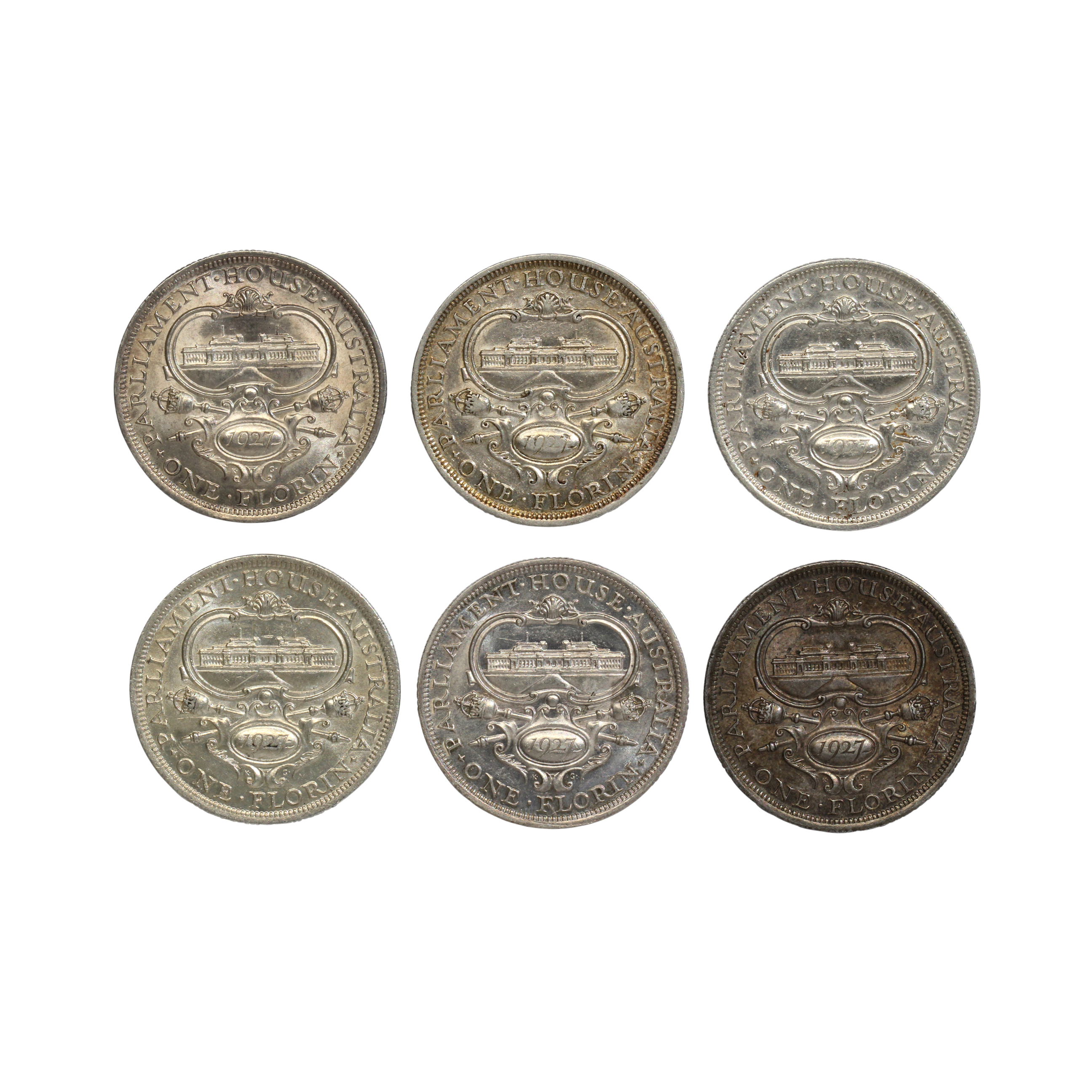 1043. · Group, Florins, 1927, VF-EF