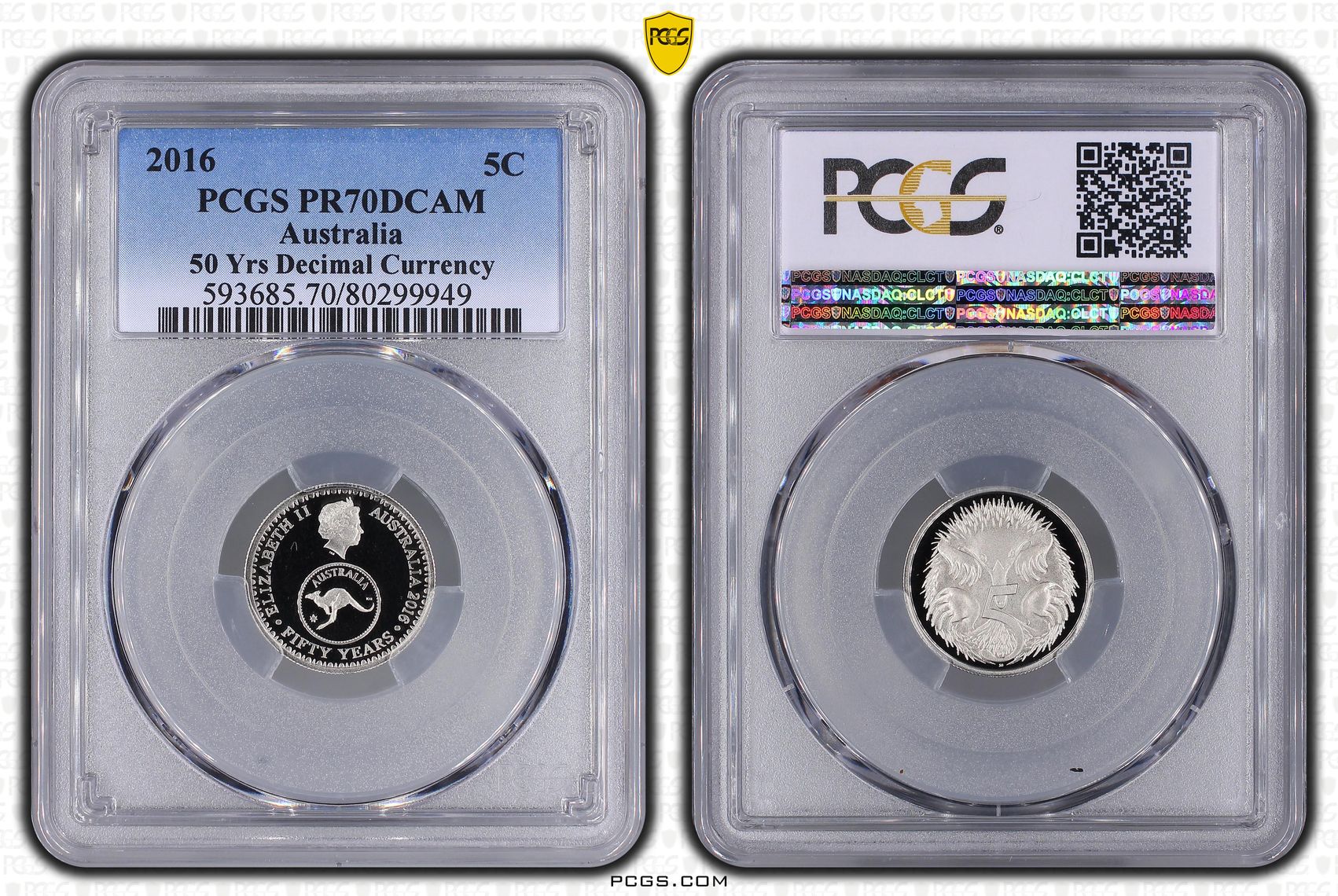 50 Yrs Decimal Currency, Five Cent, 2016, PCGS PR70DCAM