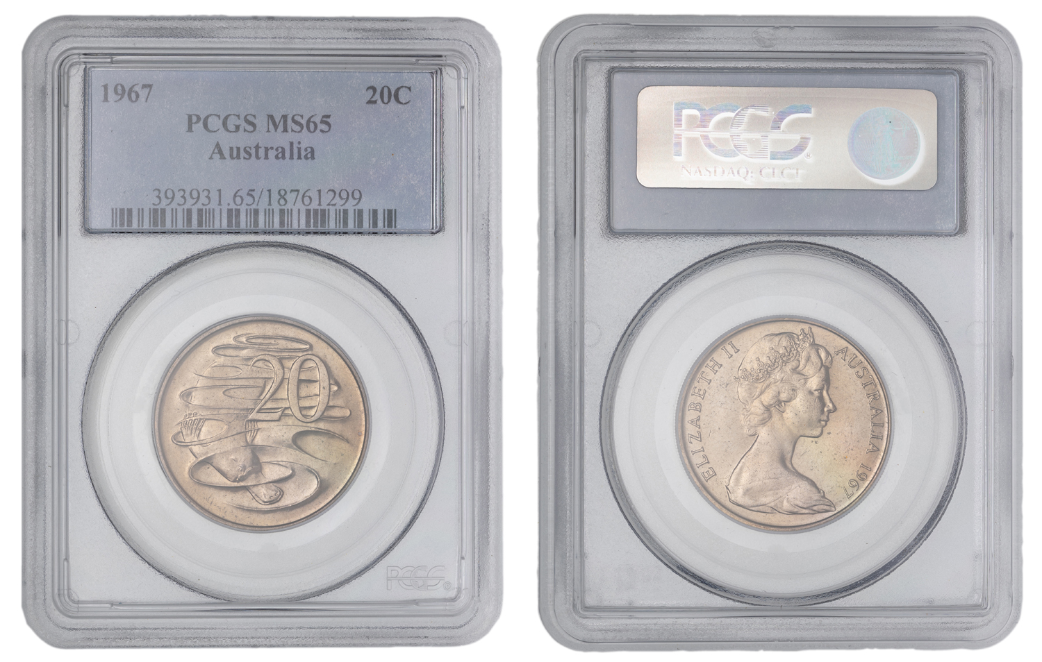 Elizabeth II, Twenty Cent, 1967, PCGS MS65