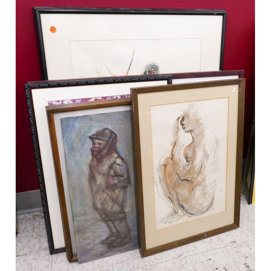6pc NW Modern Watercolors and Artworks Framed- largest 32x25''