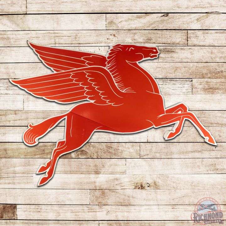 Rare Mobil Pegasus Cookie Cutter 2-Piece Single Sided Porcelain Sign "Right Facing"