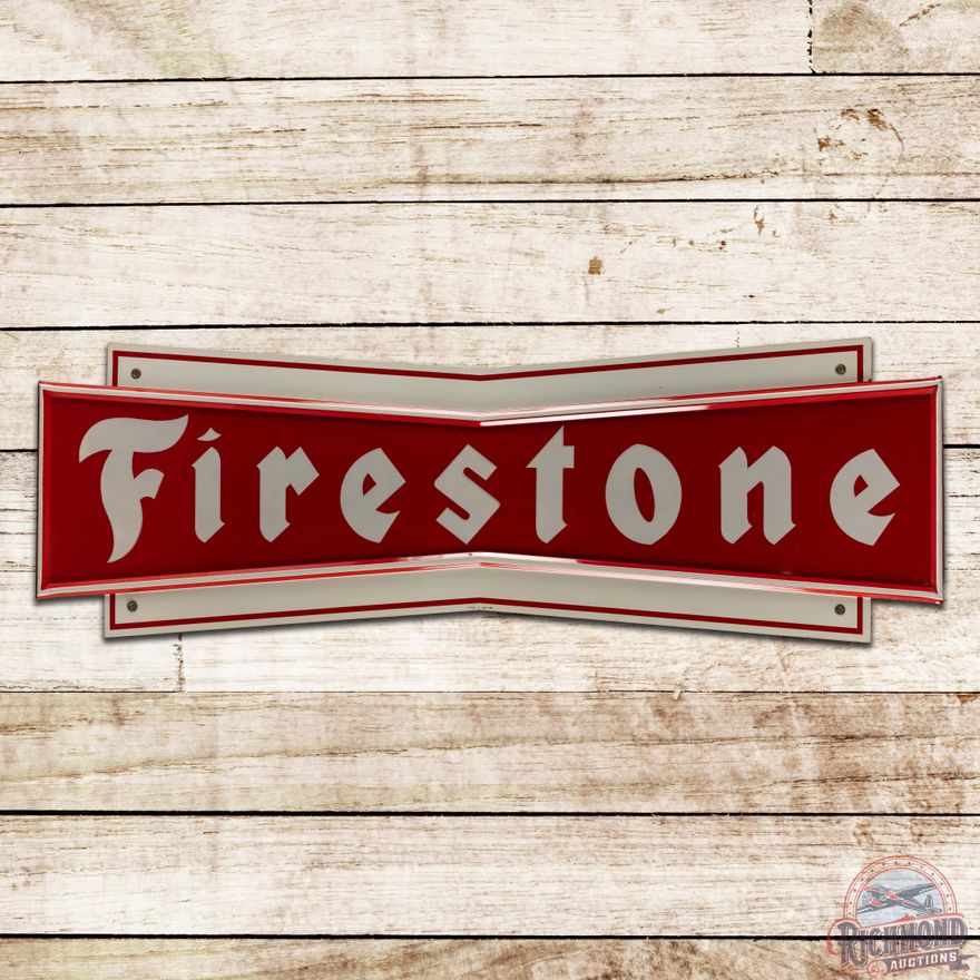 Firestone Tires Horizontal Single Sided Tin Die Cut Reflective Sign