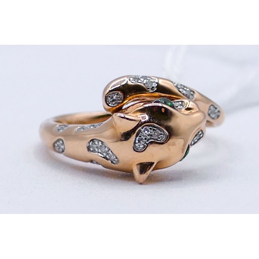 Effy 14k Diamond Leopard Ring Size 7 - 3.9 Grams