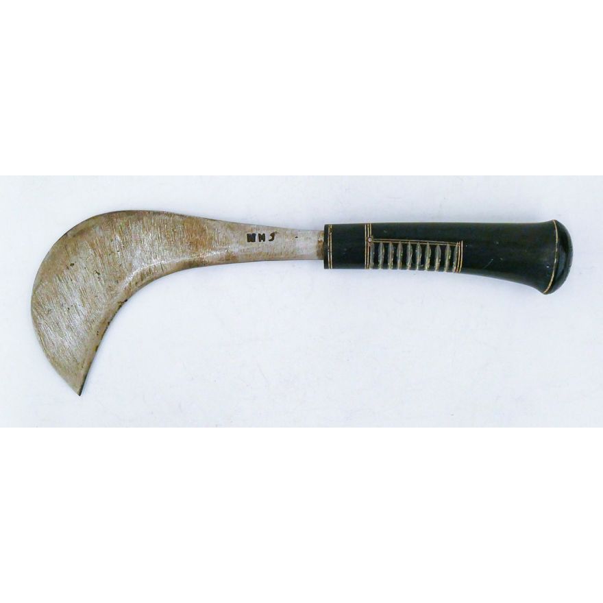 Old Middle Eastern Curved Blade Knife Horn Handled 11''
