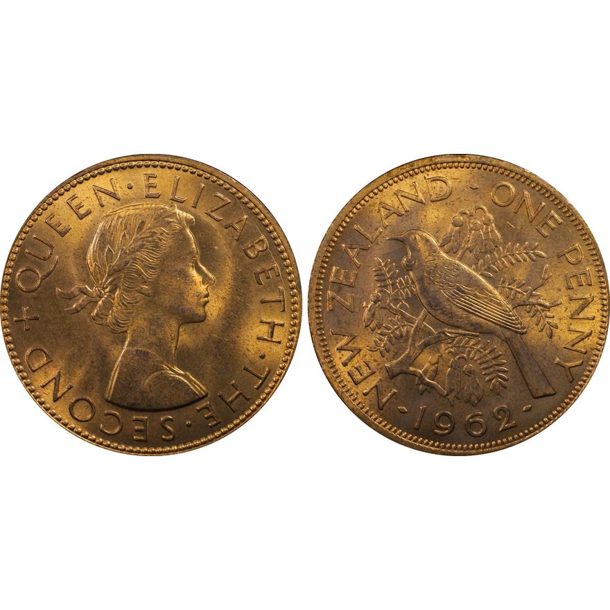 New Zealand, Penny, 1962, PCGS - MS64RD
