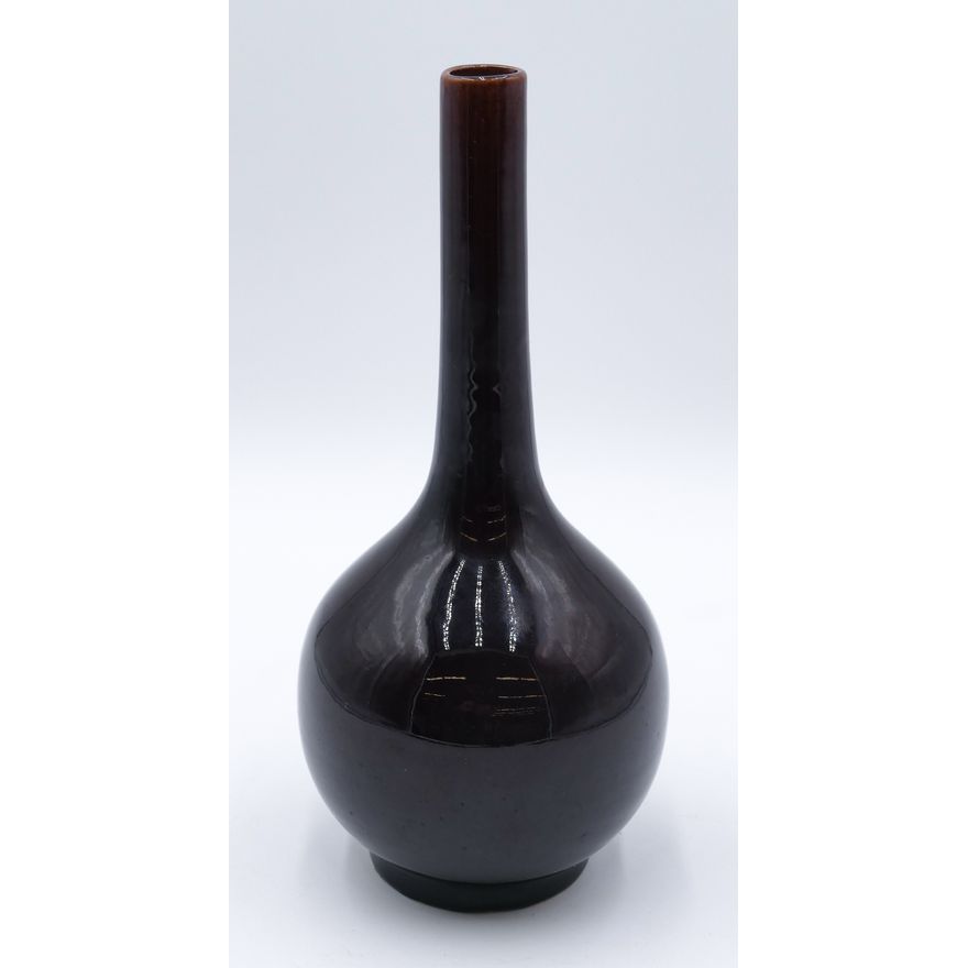 Japanese Plum Glazed Bottle Vase 10"