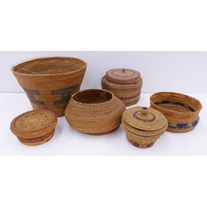 2 Boxes Raffia Indian Style Baskets- 6pc total