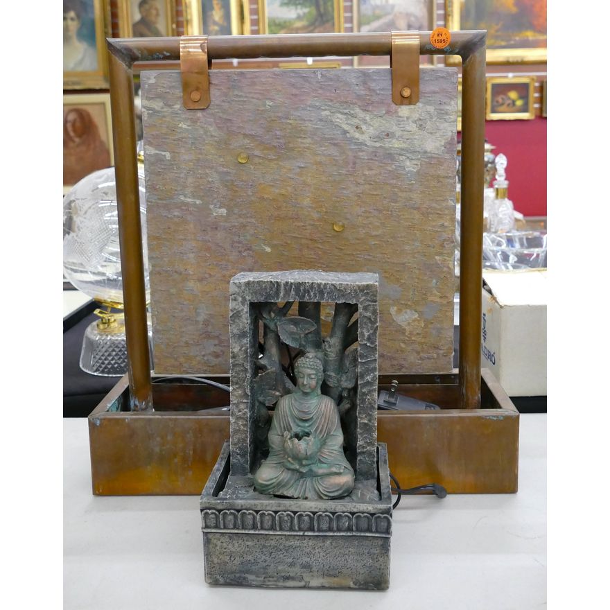 2pc Copper Stone & Buddha Small Fountains 9'' to 17''