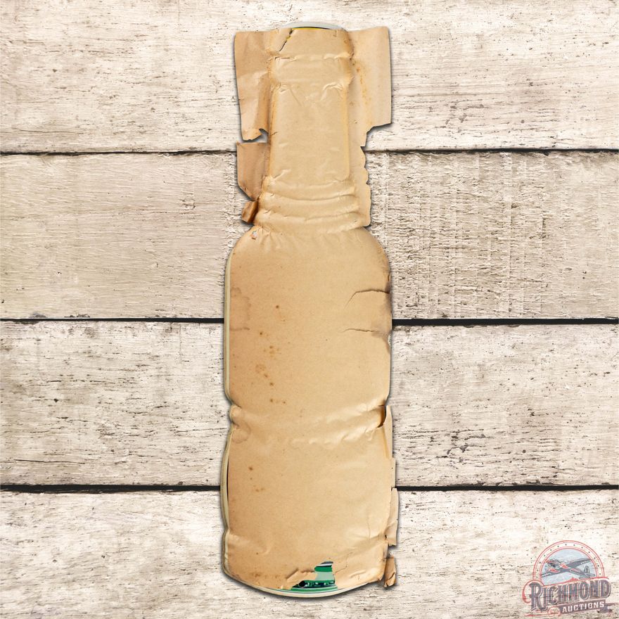 Outstanding NOS NuGrape Soda Convex Single Sided Tin Bottle Sign w/ Paper