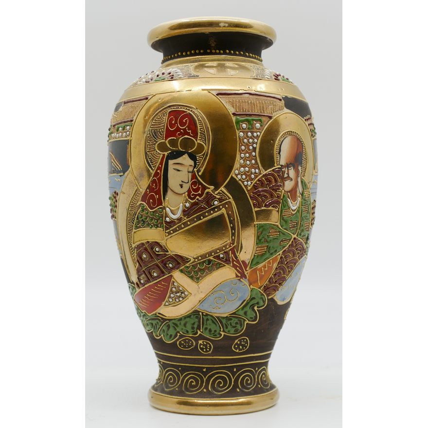 Vintage Japanese Gilt Satsuma Vase 9''