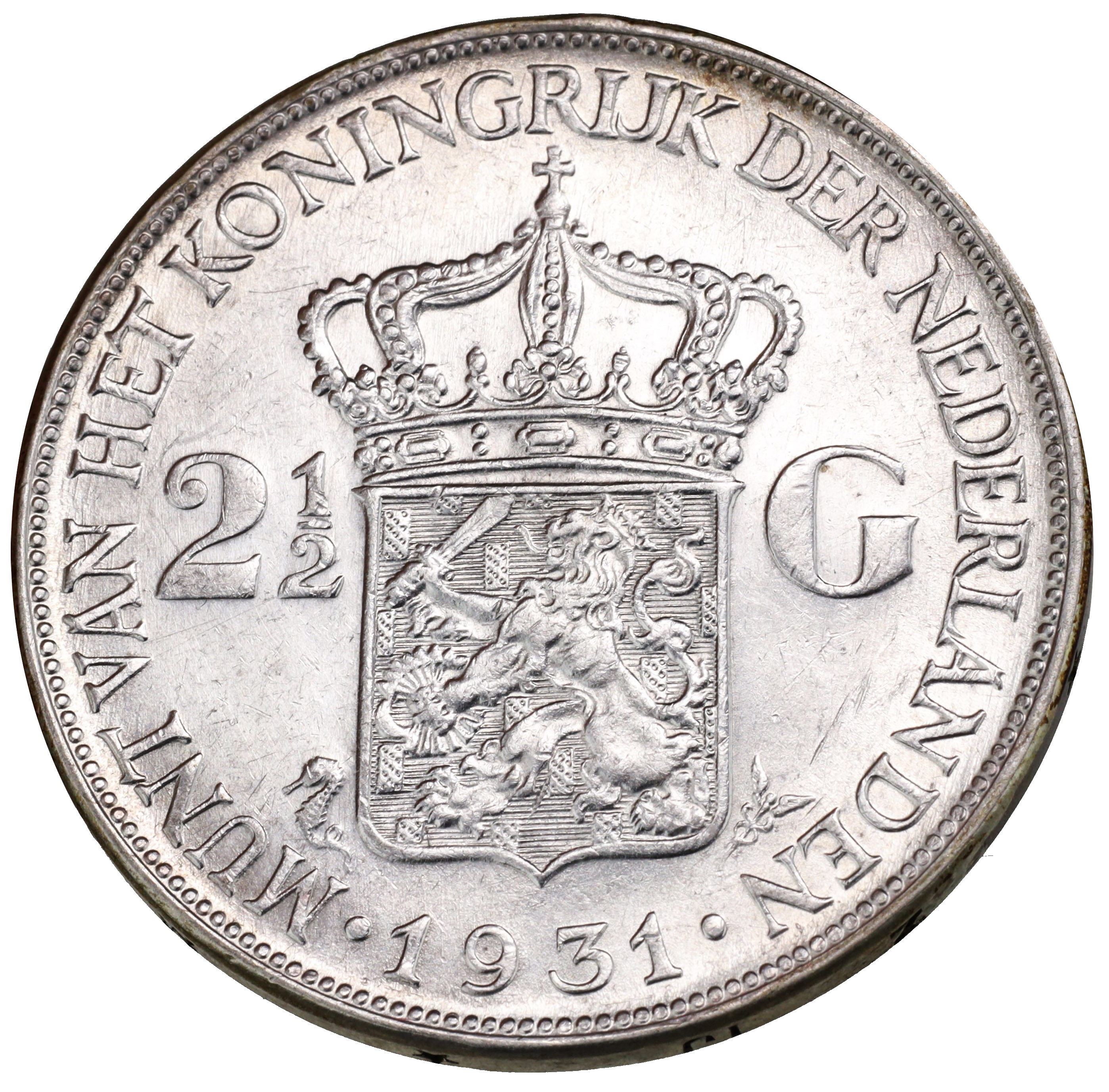ウィルヘルミナ銀貨（オランダ女王）貴重な大型銀貨！1930年MS62 