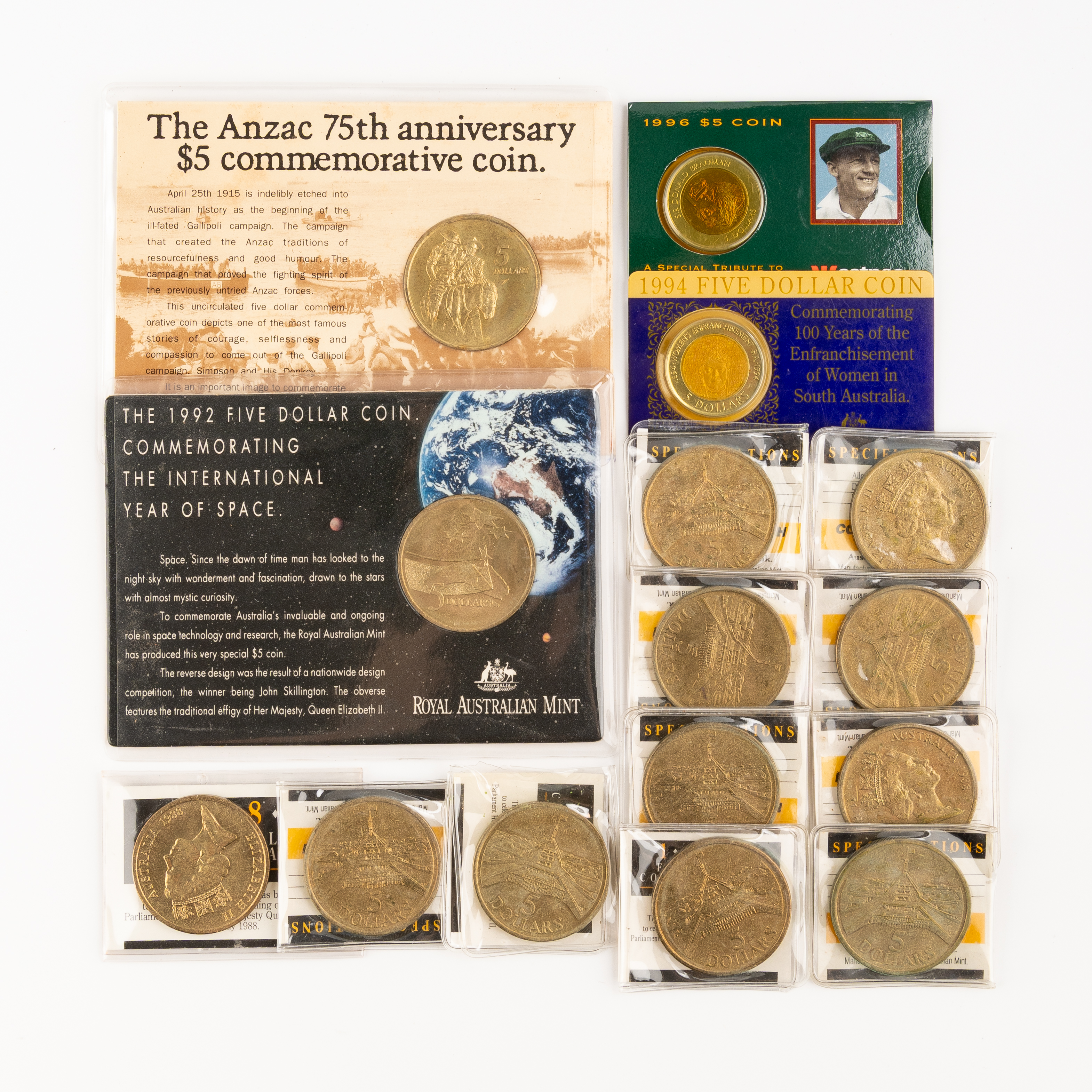 Elizabeth II, RAM - Various, Five Dollars, 1988 - 1996, UNC
