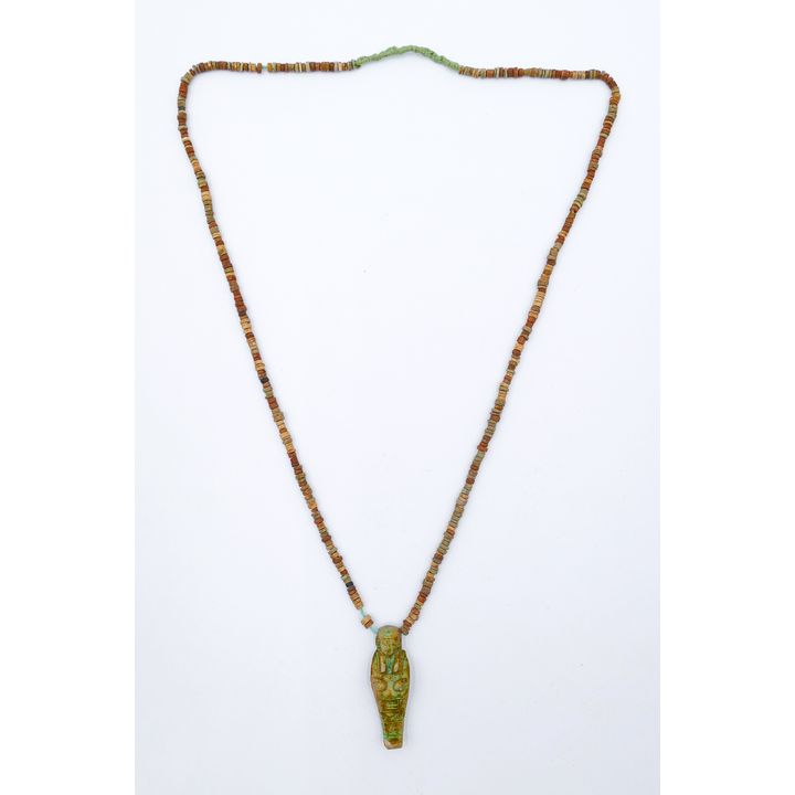 Ancient Egyptian Faience Bead Ushabti Pendant Necklace 28''